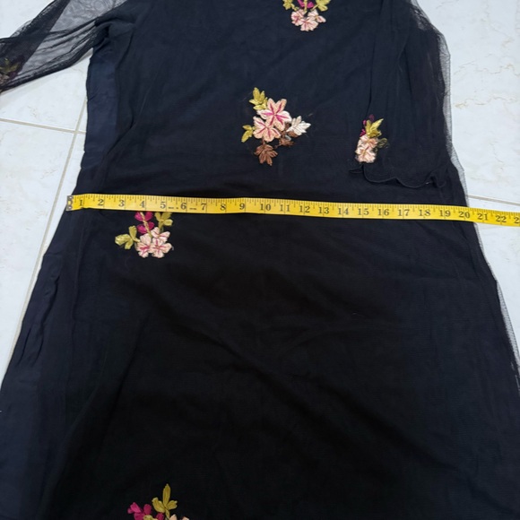 Vtg HOPELESS ROMATIC Black Mesh Dress‎ Sz M Whimsy Fairy Goth Embroidered Flower - Picture 13 of 15